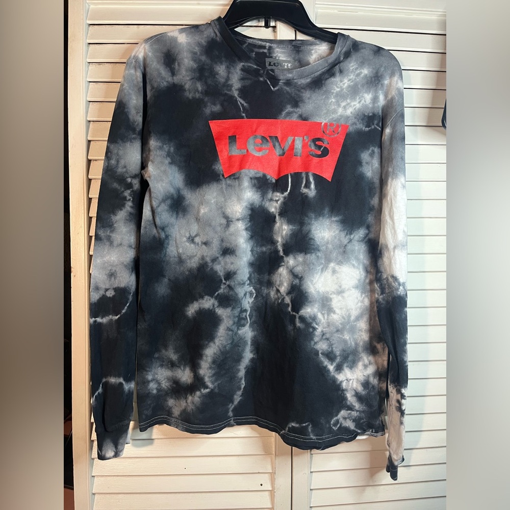LEVI’S Black and White Tie-Dye Long Sleeve Shirt